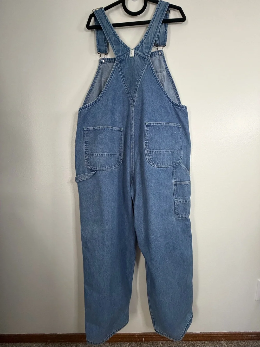KEY IMPERIAL Bibs Overalls Men's 44x30 Denim Work Farmer Vintage Med Blue Jean